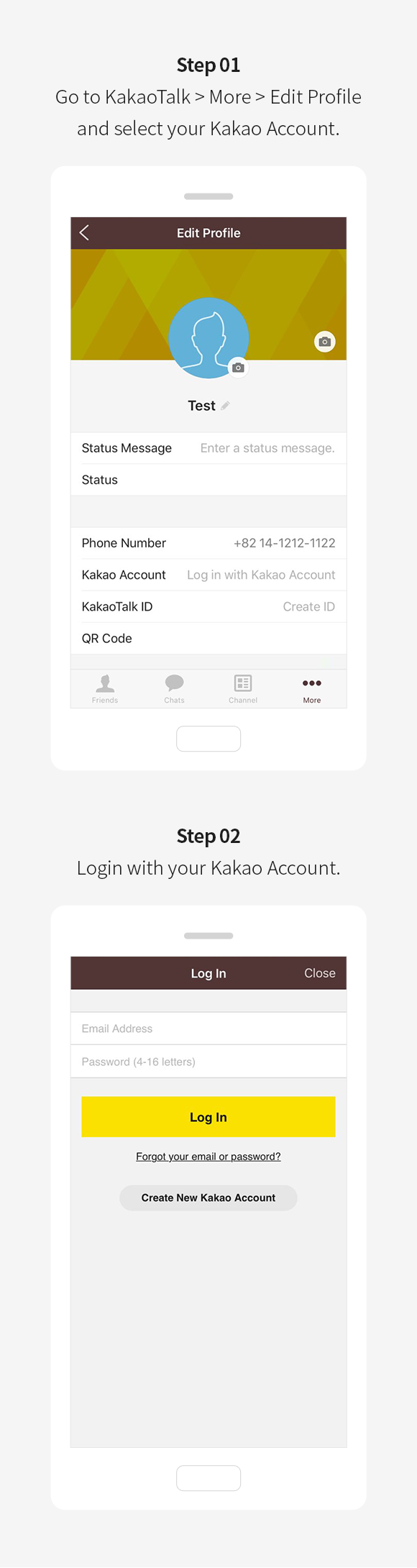 kakaotalk login without phone number