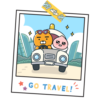 A polaroid of a happy trip. Below, it says 'go travel!'