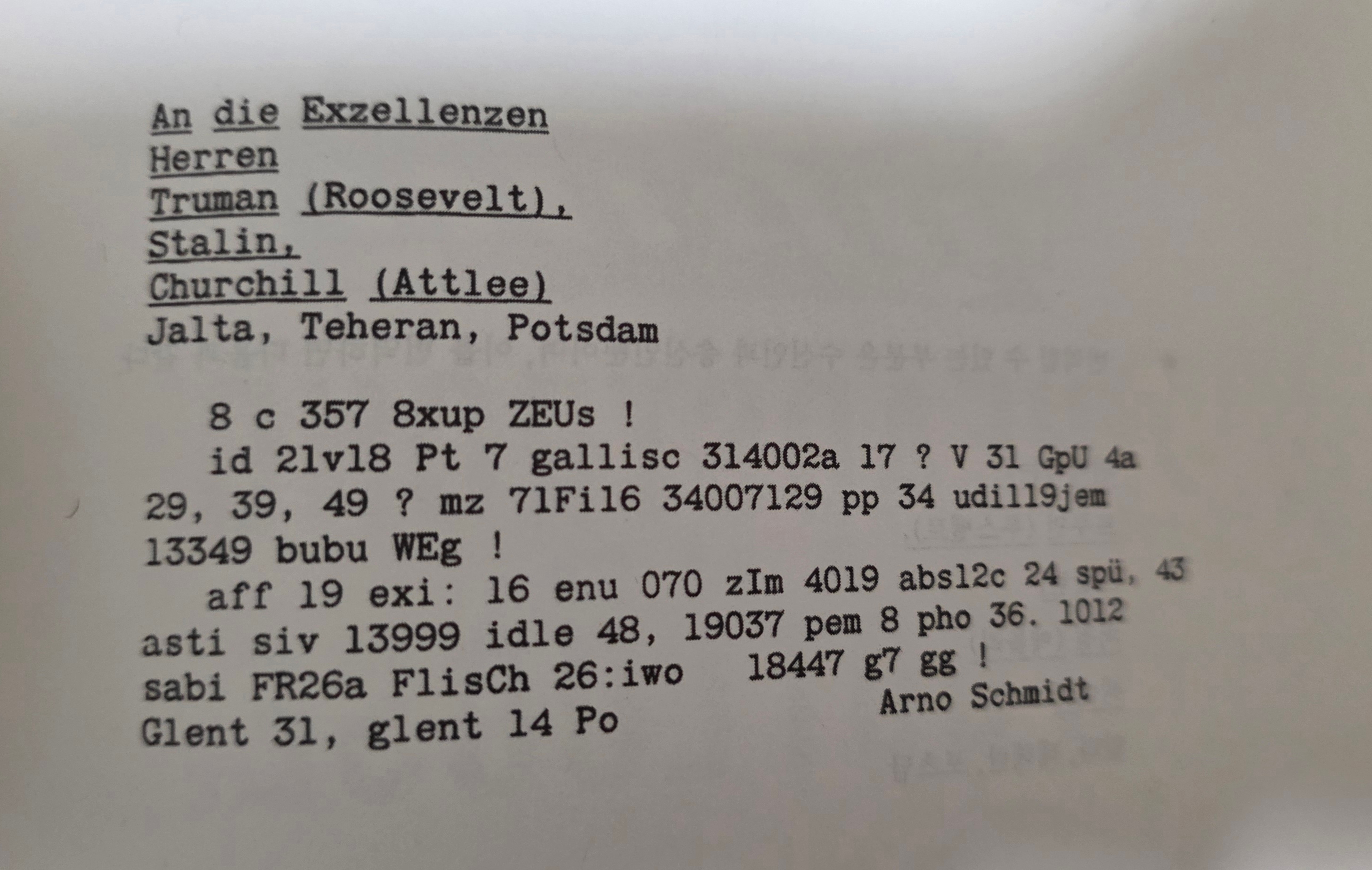 Arno Schmidt cipher text