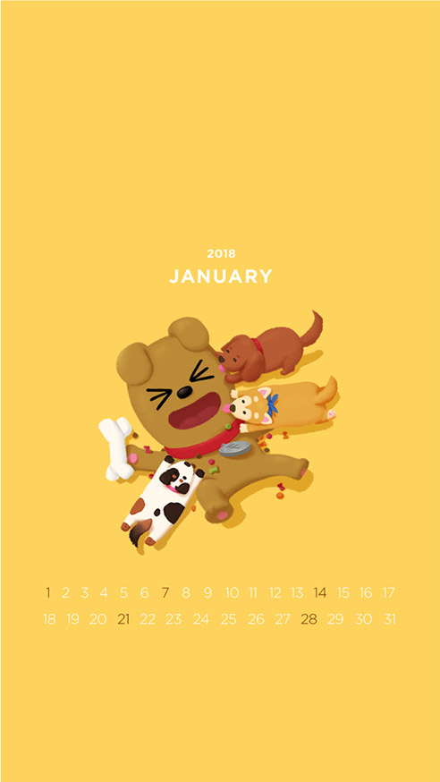 2018년 1월의 배경화면(달력)