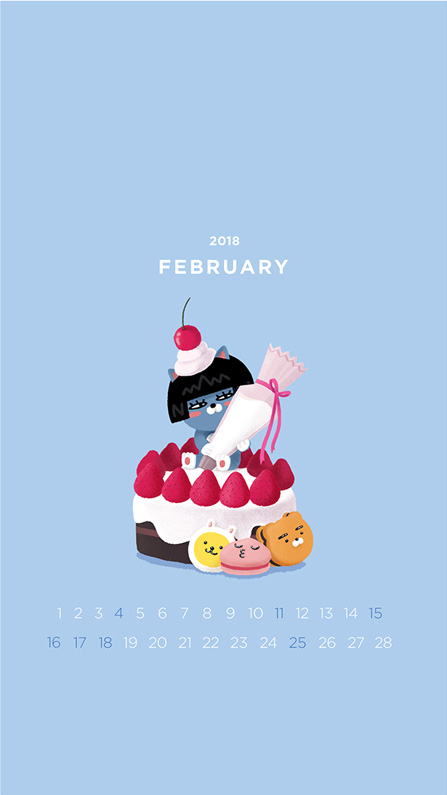2018년 2월의 배경화면(달력)