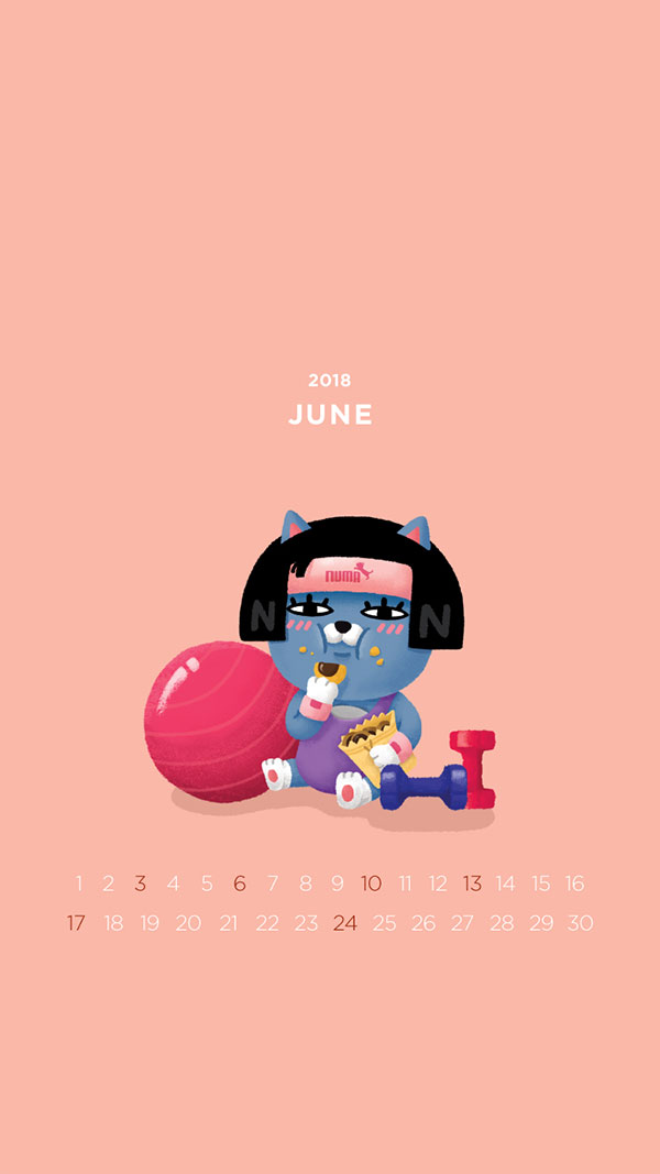 2018년 6월의 배경화면(달력)