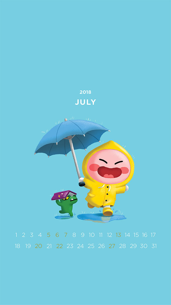 2018년 7월의 배경화면(달력)