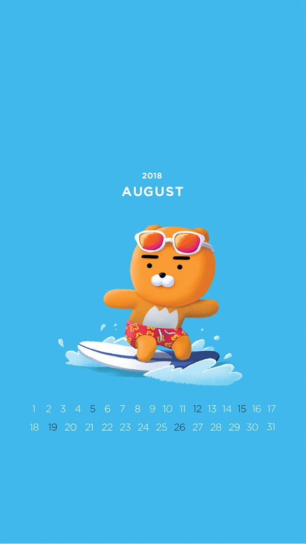 2018년 8월의 배경화면(달력)