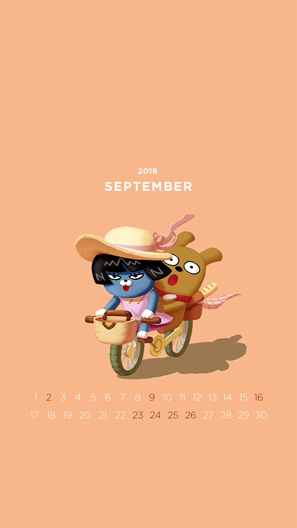 2018년 9월의 배경화면(달력)
