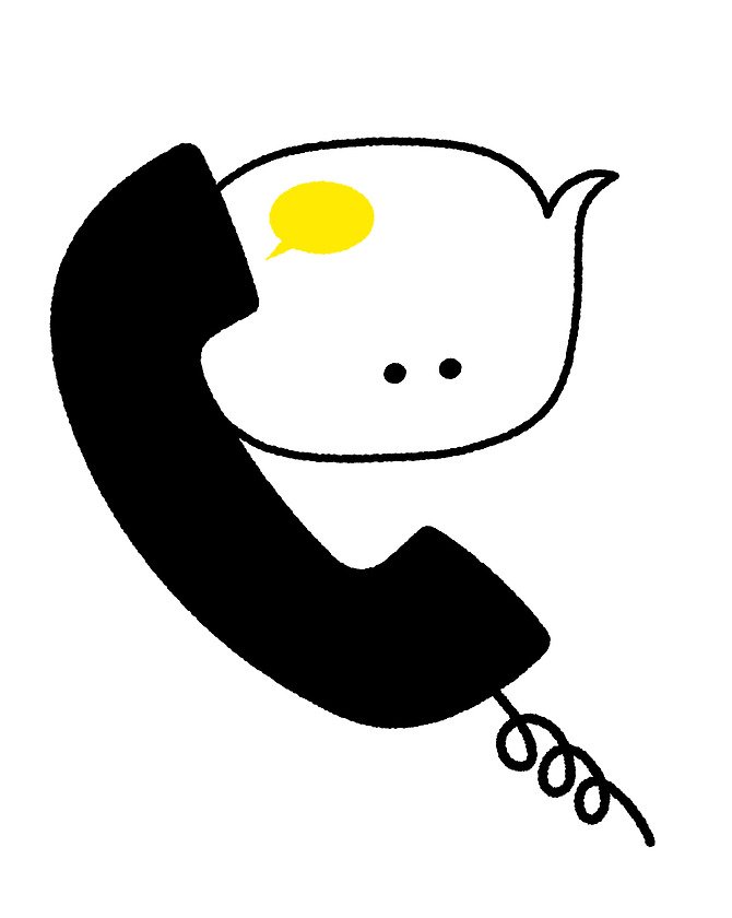 캐릭터가 전화기를 들고 있는 그림